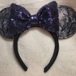 Disney Villains Minnie Mouse Ears Headband featuring A Dark purple sequins Bow